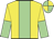 Yellow, light green stripe, halved sleeves, light green and yellow quartered cap