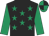 black, emerald green stars, emerald green sleeves, quartered cap