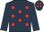 Dark blue, red spots, dark blue sleeves