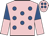 Pink, royal blue spots, royal blue and pink halved sleeves