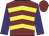 Maroon, yellow chevrons, purple sleeves, maroon cap