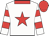 White, red star and collar, white sleeves , red hoops, red cap