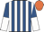 Royal blue and white stripes, halved sleeves, orange cap
