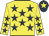 Yellow, dark blue stars, dark blue cap, yellow star