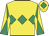 Yellow, emerald green triple diamond, diabolo on sleeves and diamond on cap