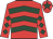 Red, dark green chevrons, diamonds on sleeves, red cap, dark green star