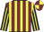 Maroon and yellow stripes, black and yellow striped sleeves, maroon and yellow quartered cap