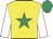 Yellow, emerald green star, white sleeves, yellow cap, emerald green star