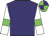 Purple, white arms, green armlets, green cap, purple quarters