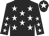 Black body, white stars, black arms, white stars, black cap, white star