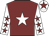 maroon, white star, maroon stars on white sleeves, maroon star on white cap