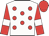 white, red spots, white armlets on red sleeves, red cap