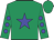 Emerald green, blue star, blue spots on sleeves, emerald green cap