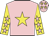 Pink, yellow star, yellow sleeves, pink stars, pink cap, yellow stars