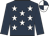 Dark blue, white stars, dark blue sleeves, quartered cap