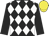 Black & white diamonds, black sleeves, yellow cap