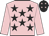 Pink, black stars, pink sleeves, black cap, pink stars