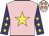 Pink, yellow star, purple sleeves, yellow stars, pink cap, yellow stars