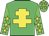 EmGreen,yellow cross of lorraine,green slvs,yellow stars,grn cap,yellow stars