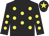 Black, yellow spots, yellow star on cap
