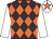 Brown and orange diamonds, white sleeves, white cap, orange star