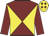 Maroon and yellow diabolo, maroon sleeves, yellow cap, maroon diamonds