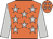 Orange, silver stars and sleeves, orange cap, silver stars