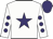White, purple star, white sleeves, purple spots, purple cap