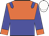 Orange, blue halved horizontally,blue epaulets, blue sleeves, orange cuffs, white cap