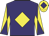 Purple, yellow diamond, yellow and purple diabolo on sleeves, yellow cap, purple diamond