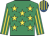 Emerald green, yellow stars, striped sleeves, royal blue and yellow striped cap