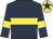 Dark blue, yellow hoop and armlets, yellow cap, dark blue star