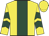 Yellow, dark green stripe, chevrons on sleeves