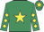 Emerald green, yellow star, diamonds on sleeves, emerald green cap, yellow star