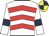 White and red chevrons,white sleeves,dark blue armlets, dark blue and yellow quartered cap
