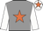 Grey, orange star, white sleeves, white cap, orange star