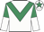 White, emerald green chevron, halved sleeves, emerald green star on cap