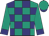 Turquoise green and navy checks, turquoise green sleeves, navy cuffs, turquoise green cap, navy peak