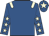 Royal blue, beige epaulettes, royal blue sleeves, beige stars, royal blue cap, beige star