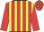 Red and gold stripes, red sleeves, red cap, gold stars