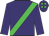 Purple, lime sash, purple cap, lime spots