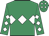 Emerald, white diamond hoop, emerald sleeves, white diamonds, white diamonds on cap