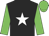 Black, white star, green sleeves, green cap