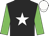 Black, white star, green sleeves, white cap