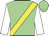 Light green, yellow sash, white sleeves, light green cap