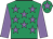 Emerald green, mauve stars, sleeves and star on cap