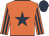 Orange, dark blue star, striped sleeves, dark blue cap