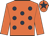 Orange, dark blue spots, orange sleeves, orange cap, dark blue star
