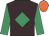 Brown, emerald green diamond and sleeves, orange cap