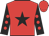 red, black star, red spots on black sleeves
